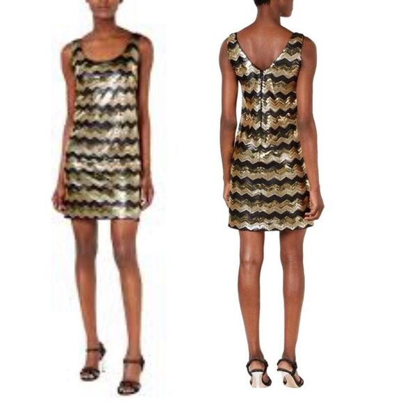 NWT Calvin Klein sequined chevron-print tank dress. Size 6 - Picture 1 of 9